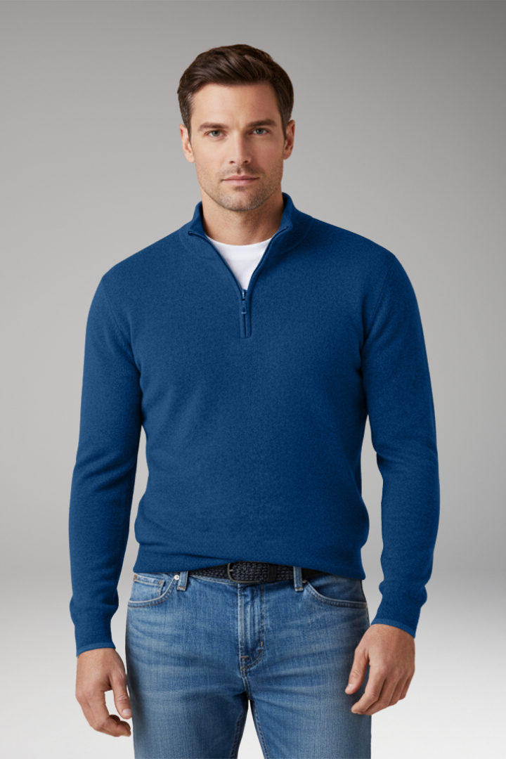 Men's Zipper Collar Pullover Sweater