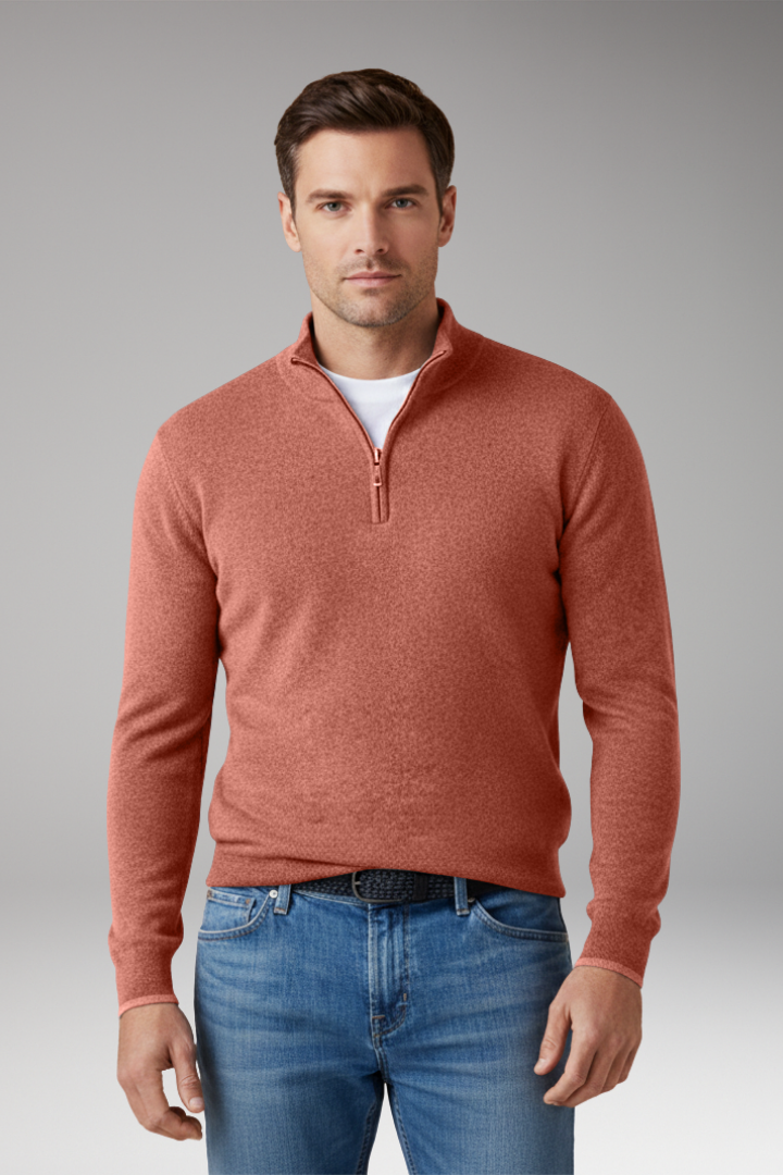 Men's Zipper Collar Pullover Sweater