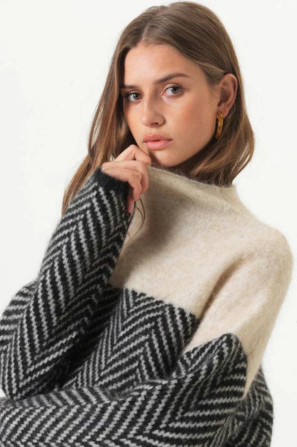 Warm Textured Crew Neck Sweater