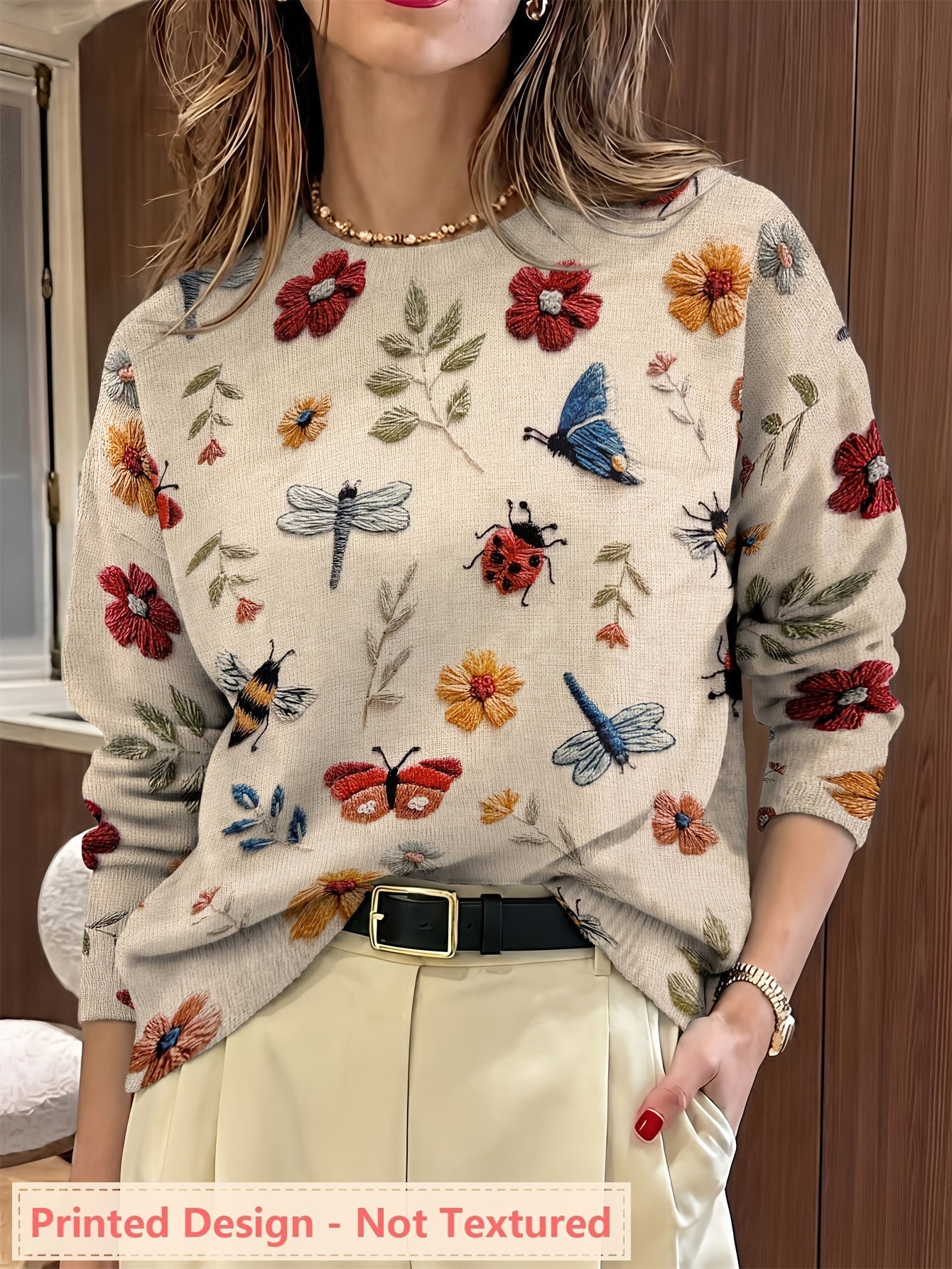 Image of Jacqueline | Women's Long Sleeve Printed Sweater