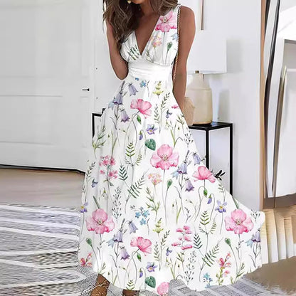 Image of Jacqueline | Women's Sleeveless Floral A-Line Maxi Dress