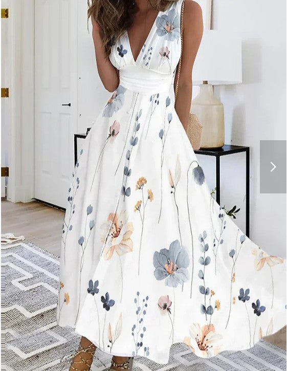 Image of Jacqueline | Women's Sleeveless Floral A-Line Maxi Dress