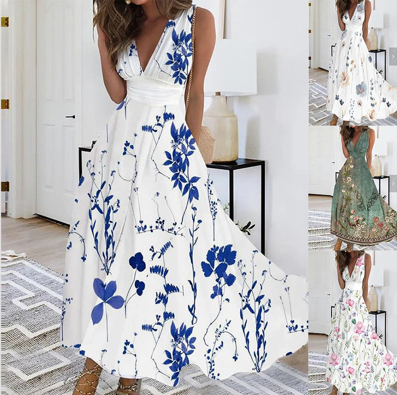 Image of Jacqueline | Women's Sleeveless Floral A-Line Maxi Dress