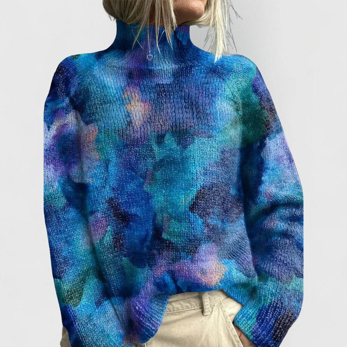 Image of Jade | Women's Turtleneck Printed Sweater
