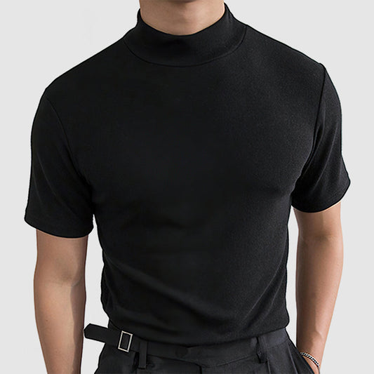 Men's Fitted Mock Neck T-Shirt - VibreMode