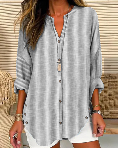 Image of Jane | Women's Button-Down Striped Blouse