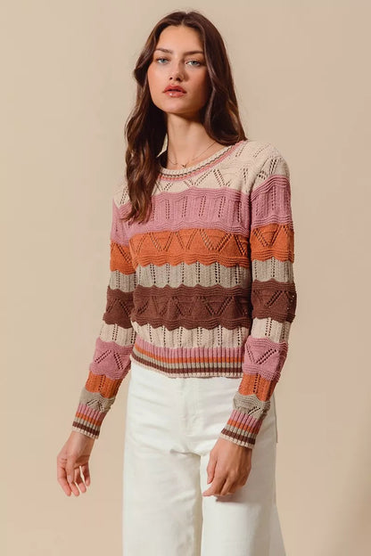 Image of Jane | Women's Long Sleeve Striped Sweater