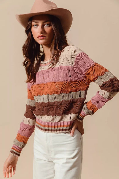 Image of Jane | Women's Long Sleeve Striped Sweater
