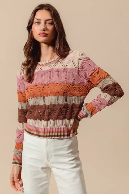 Image of Jane | Women's Long Sleeve Striped Sweater