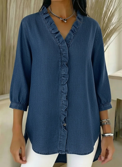 Image of Jane | Women's Ruffle Button-Down Blouse