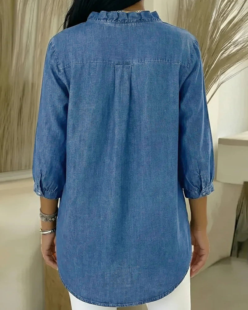 Image of Jane | Women's Ruffle Button-Down Blouse