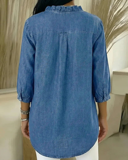 Image of Jane | Women's Ruffle Button-Down Blouse