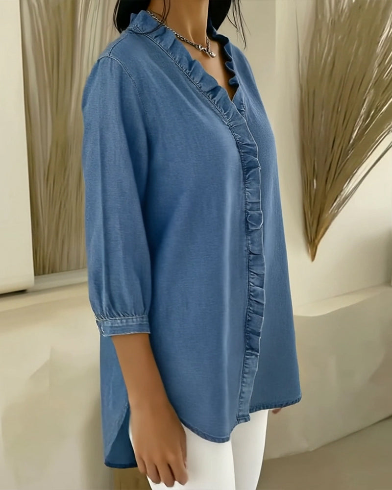 Image of Jane | Women's Ruffle Button-Down Blouse