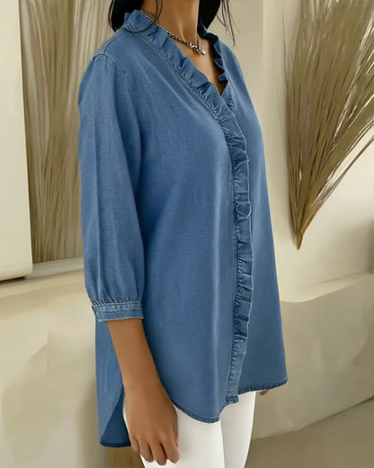 Image of Jane | Women's Ruffle Button-Down Blouse