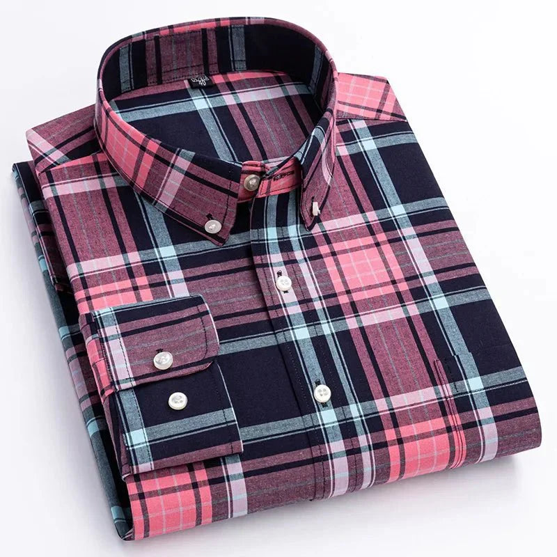 Casual Plaid Button Down Men's Shirt