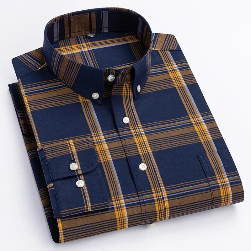 Casual Plaid Button Down Men's Shirt - VibreMode