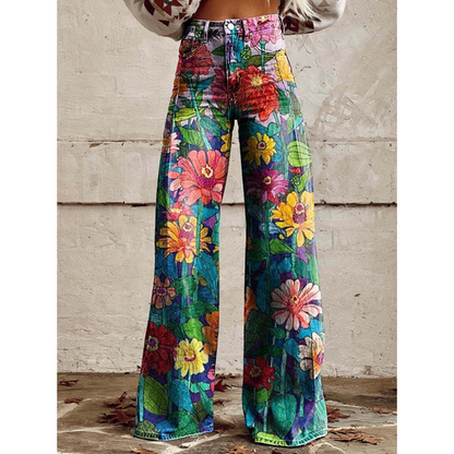 Women's Floral Print Long Pants