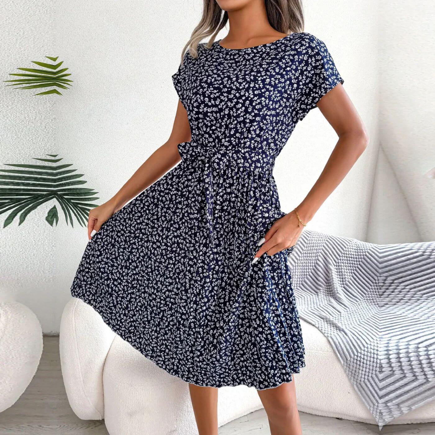 Image of Jennifer | Women's Pleated A-Line Midi Dress