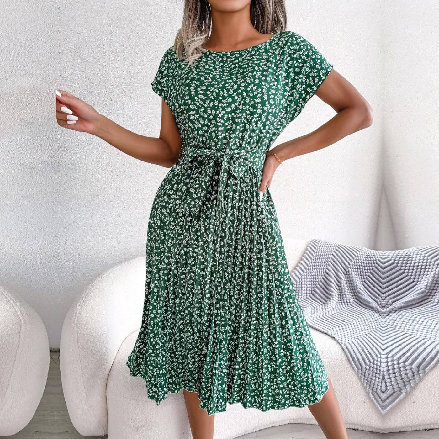 Image of Jennifer | Women's Pleated A-Line Midi Dress