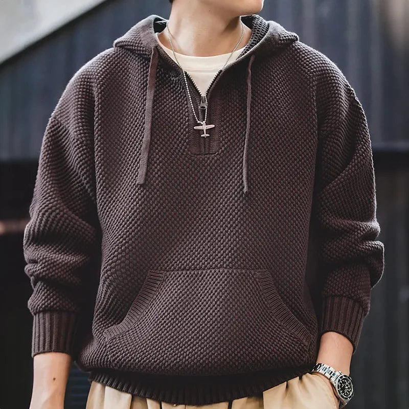 Textured Knit Hoodie