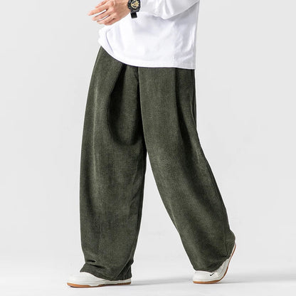 Men's Wide Leg Pleated Pants - VibreMode