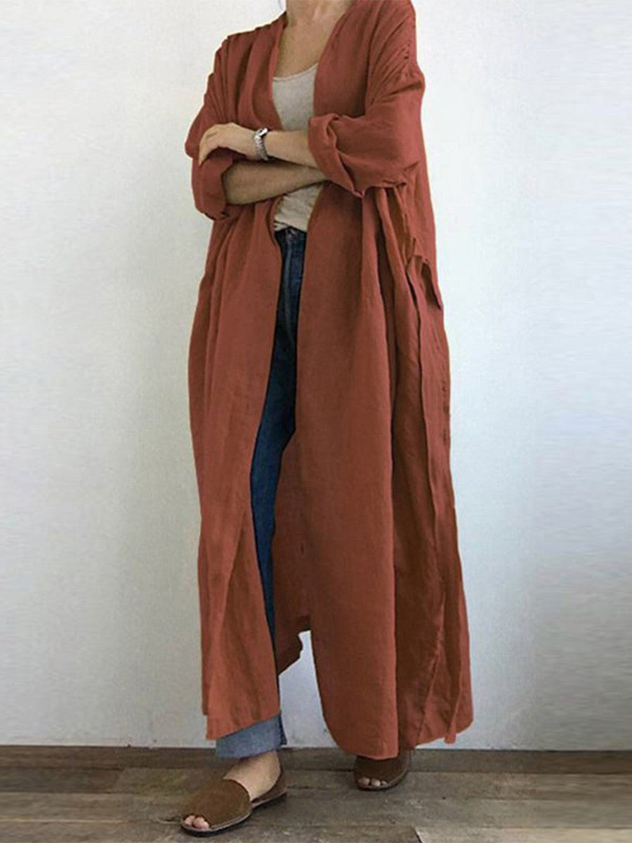 Women's Long Open Front Cardigan Duster Coat - VibreMode