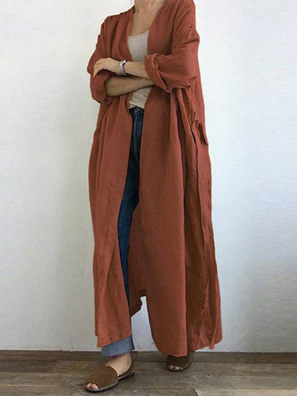 Women's Long Open Front Cardigan Duster Coat - VibreMode