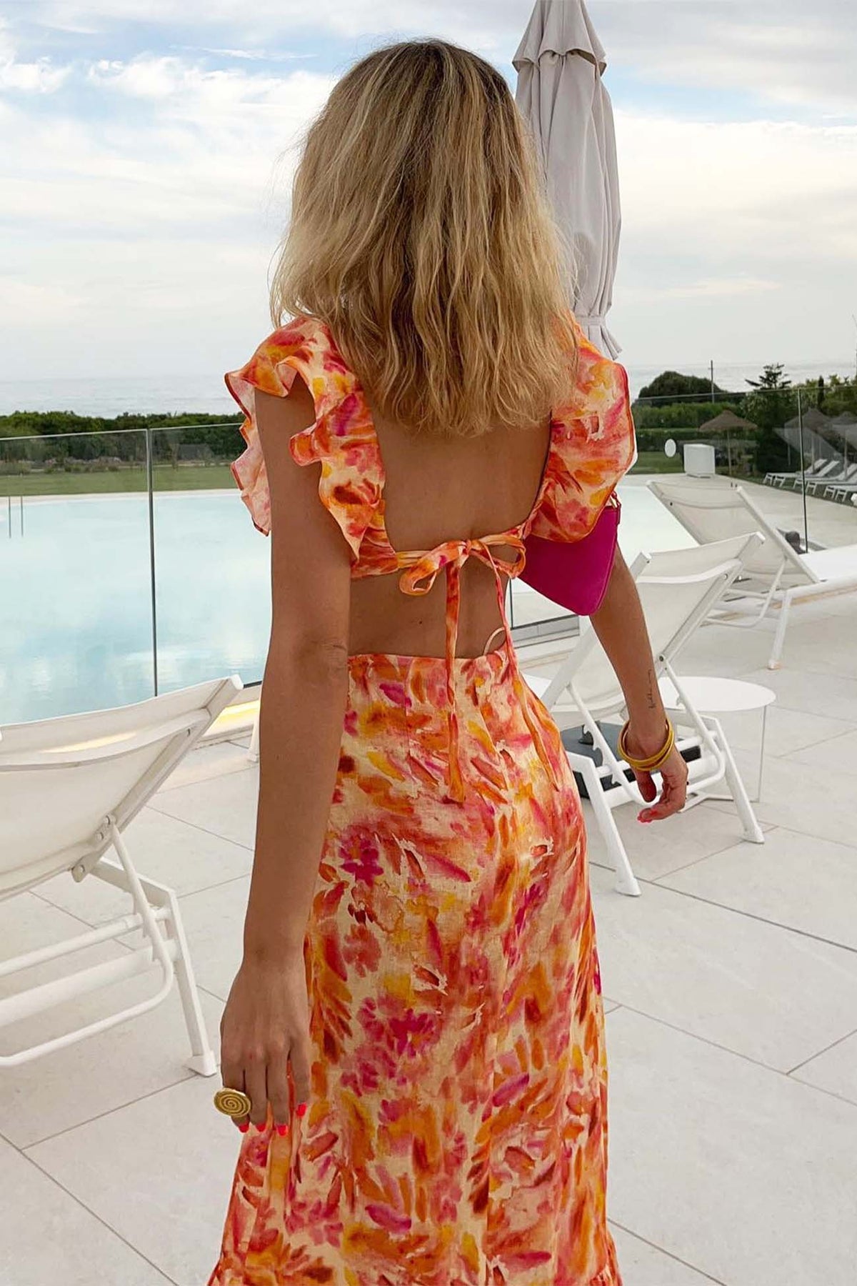 Image of Jocelyn | Women's Ruffle Cutout Maxi Dress
