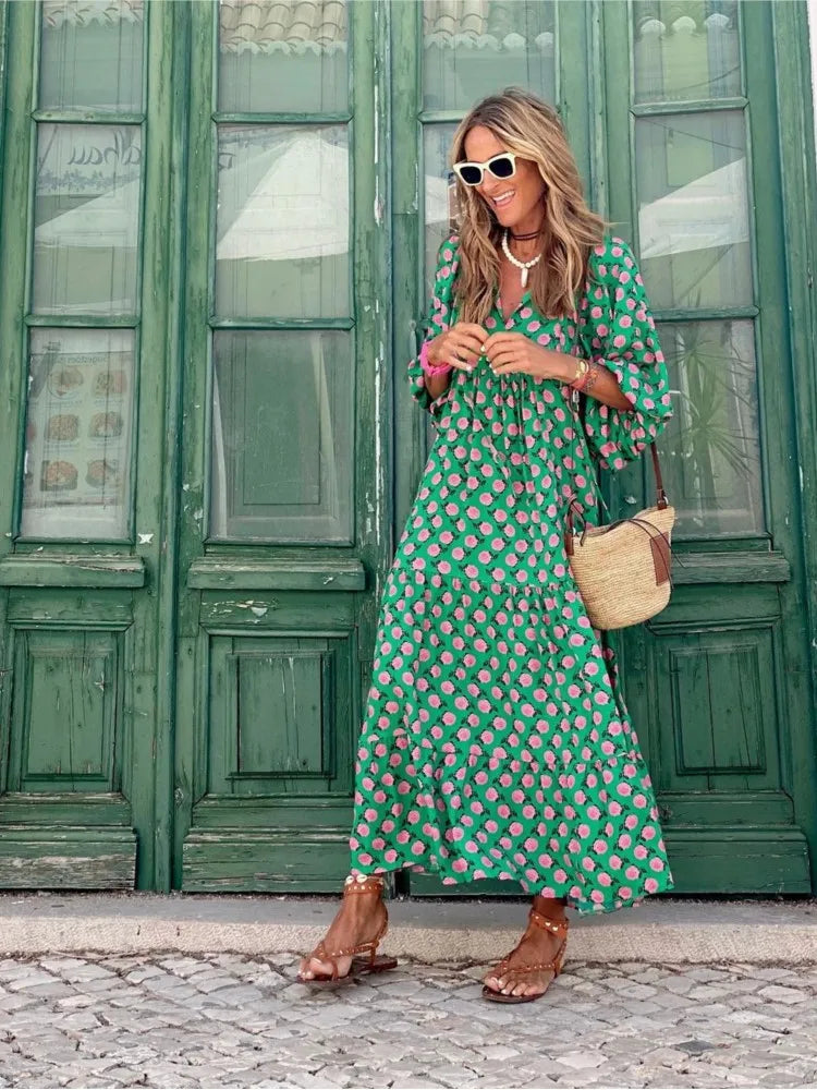 Image of Jocelyn | Women's V-Neck Tiered Maxi Dress