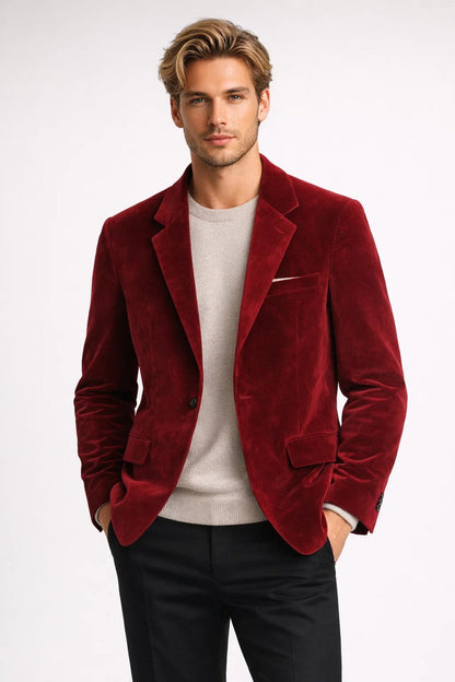 Men's Velvet Blazer Single-Breasted - VibreMode