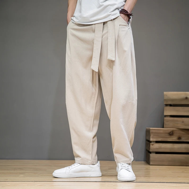 Men's Wide Leg Belted Pants - VibreMode