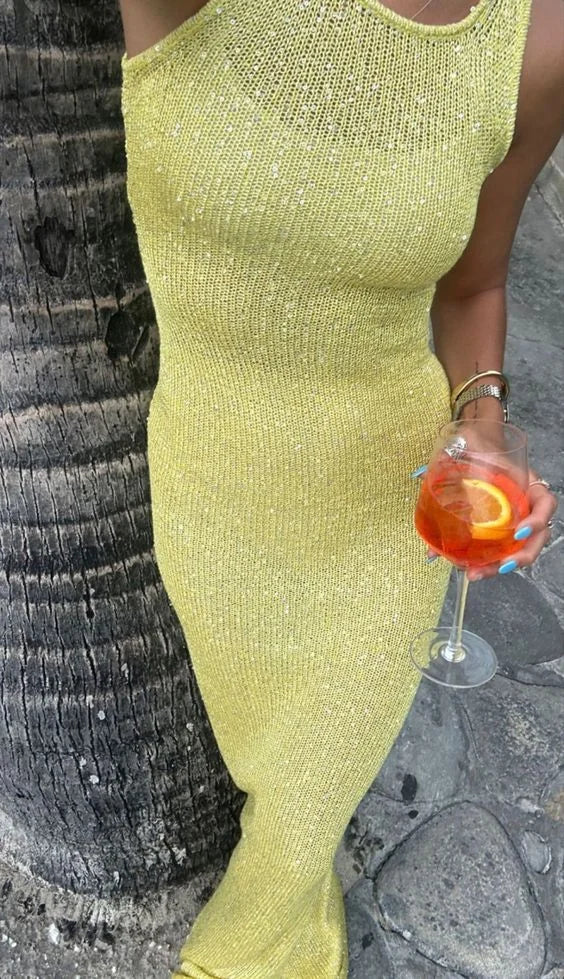 Women's Sparkling Maxi Dress Sleeveless Evening Wear