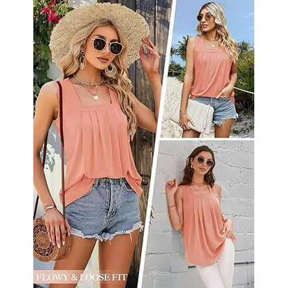 Trendy Tank Top with Square Neck Design