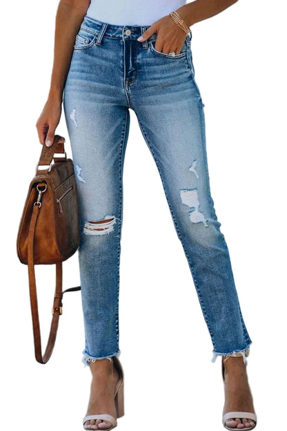 Women's Distressed Skinny Jeans - VibreMode