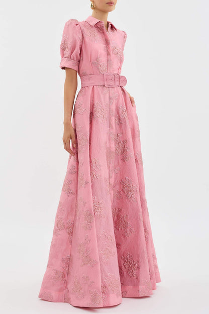 Women's Floral Maxi Dress with Belt