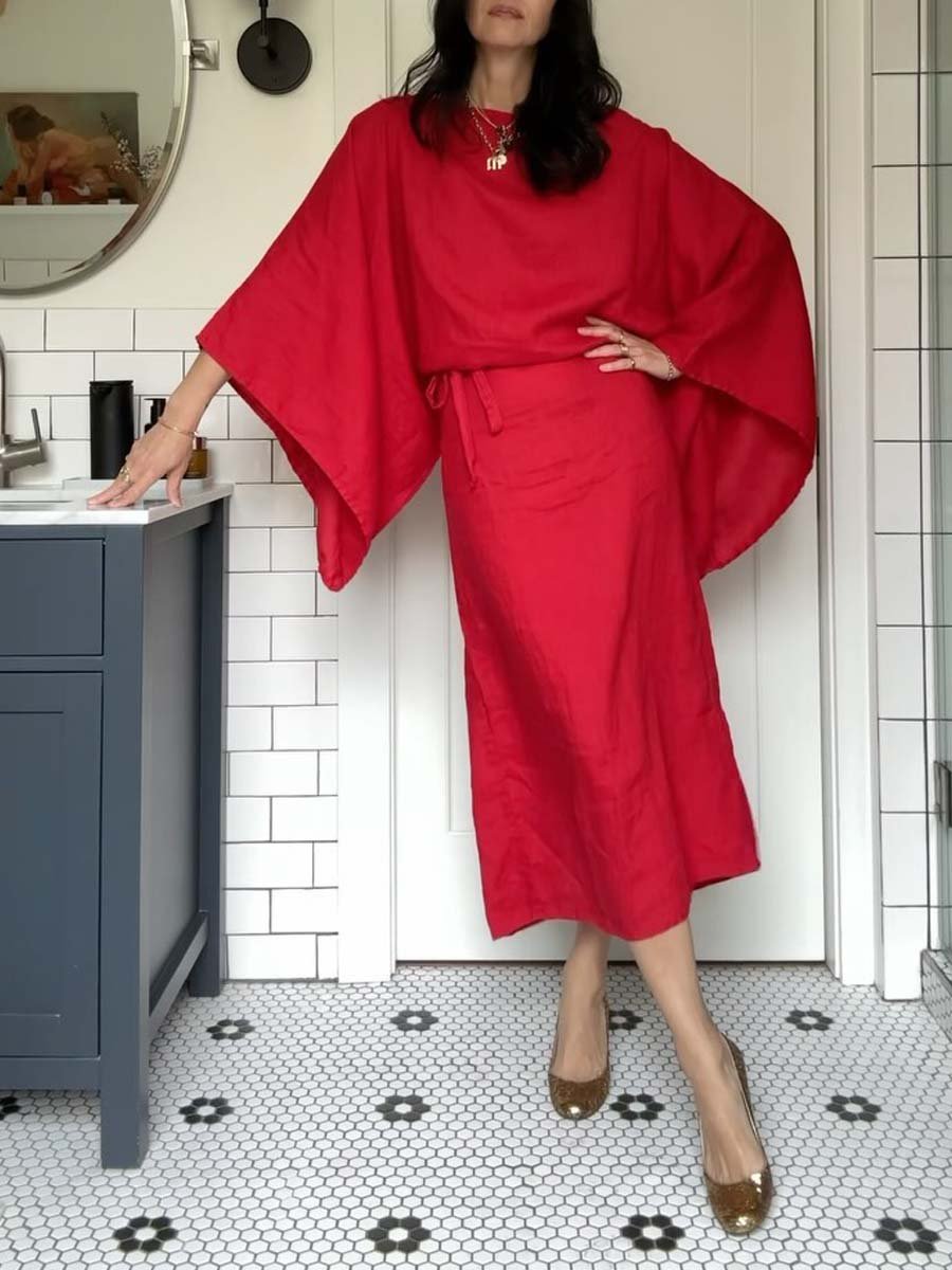 Elegant Floral Midi Kimono Dress - VibreMode