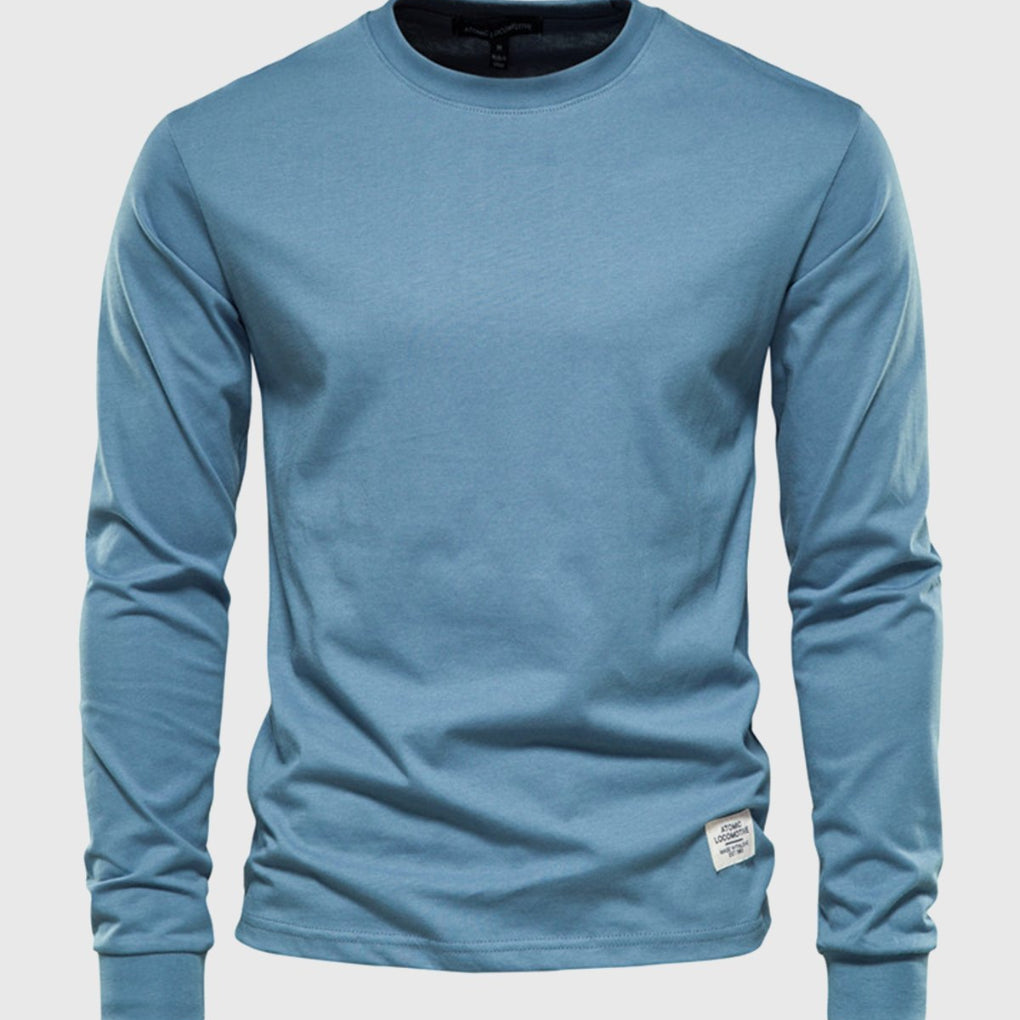 Men's Cotton Long Sleeve Shirt Round Neck
