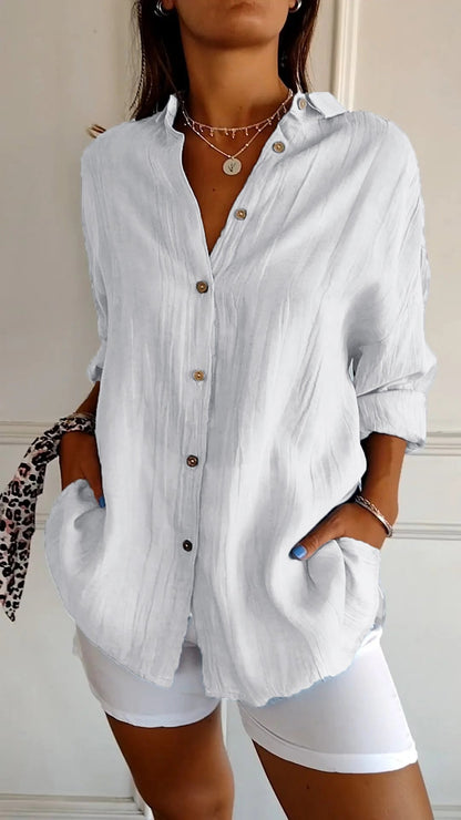 Relaxed Fit Women's Long Sleeve Button Down Shirt