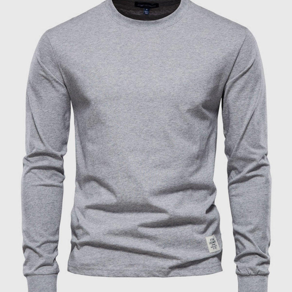 Men's Cotton Long Sleeve Shirt Round Neck