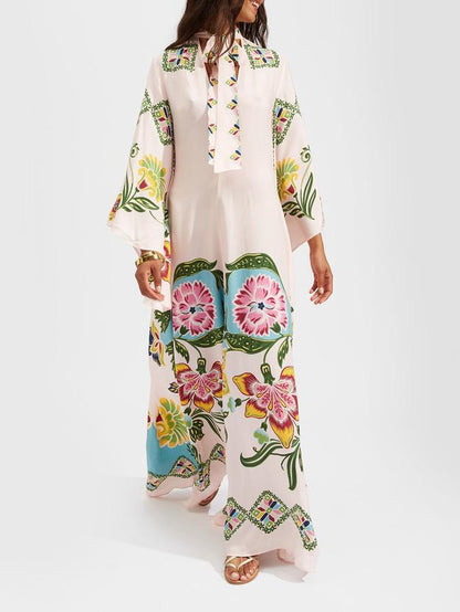 Jillian Women's Floral Maxi Dress Long Sleeve