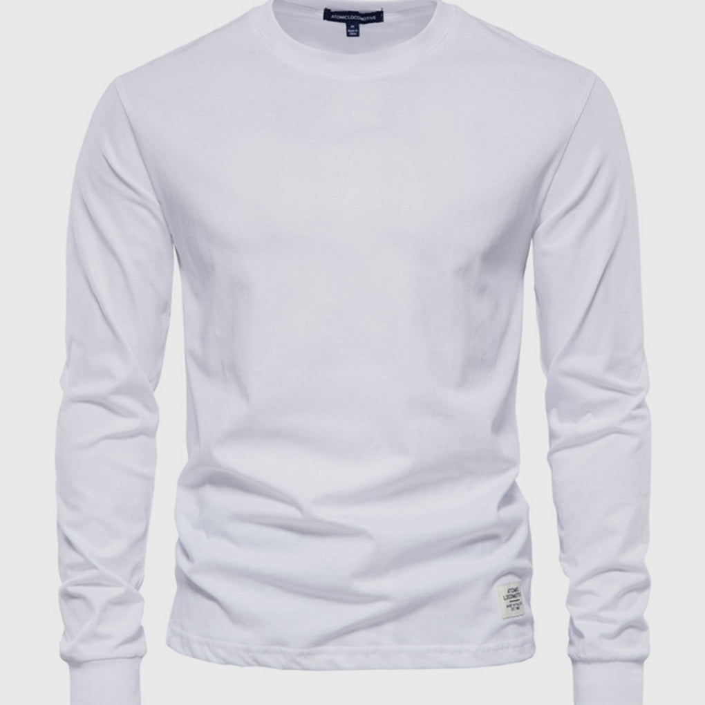 Men's Cotton Long Sleeve Shirt Round Neck