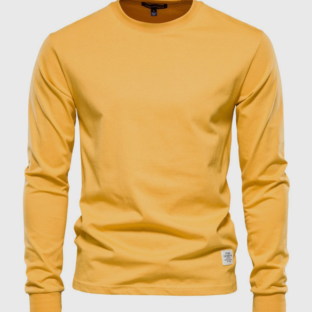 Men's Cotton Long Sleeve Shirt Round Neck