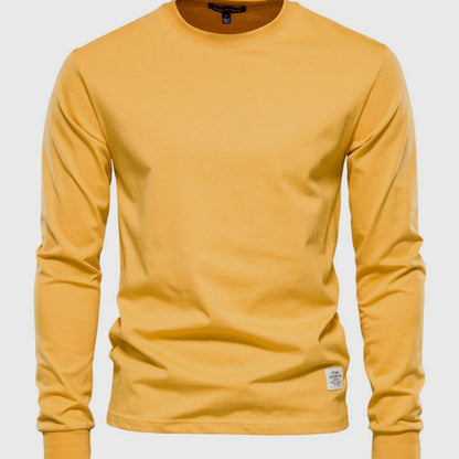 Men's Cotton Long Sleeve Shirt Round Neck