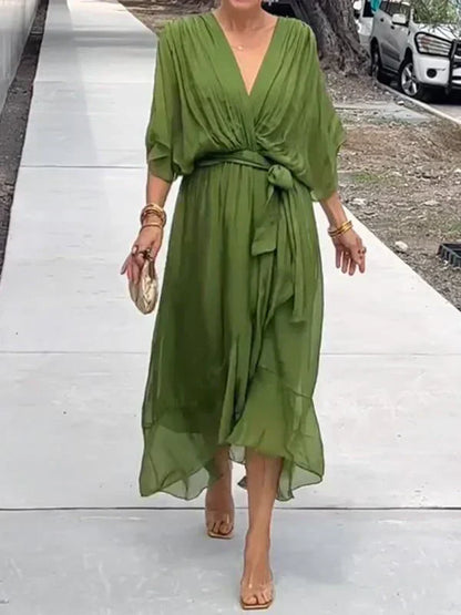 Women's Silk V-Neck Dress - VibreMode