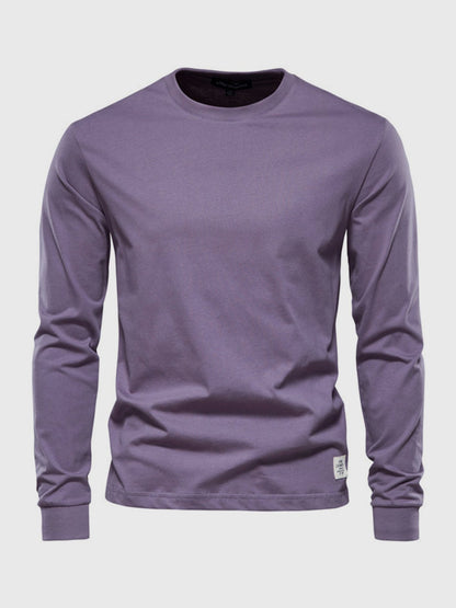 Men's Cotton Long Sleeve Shirt Round Neck