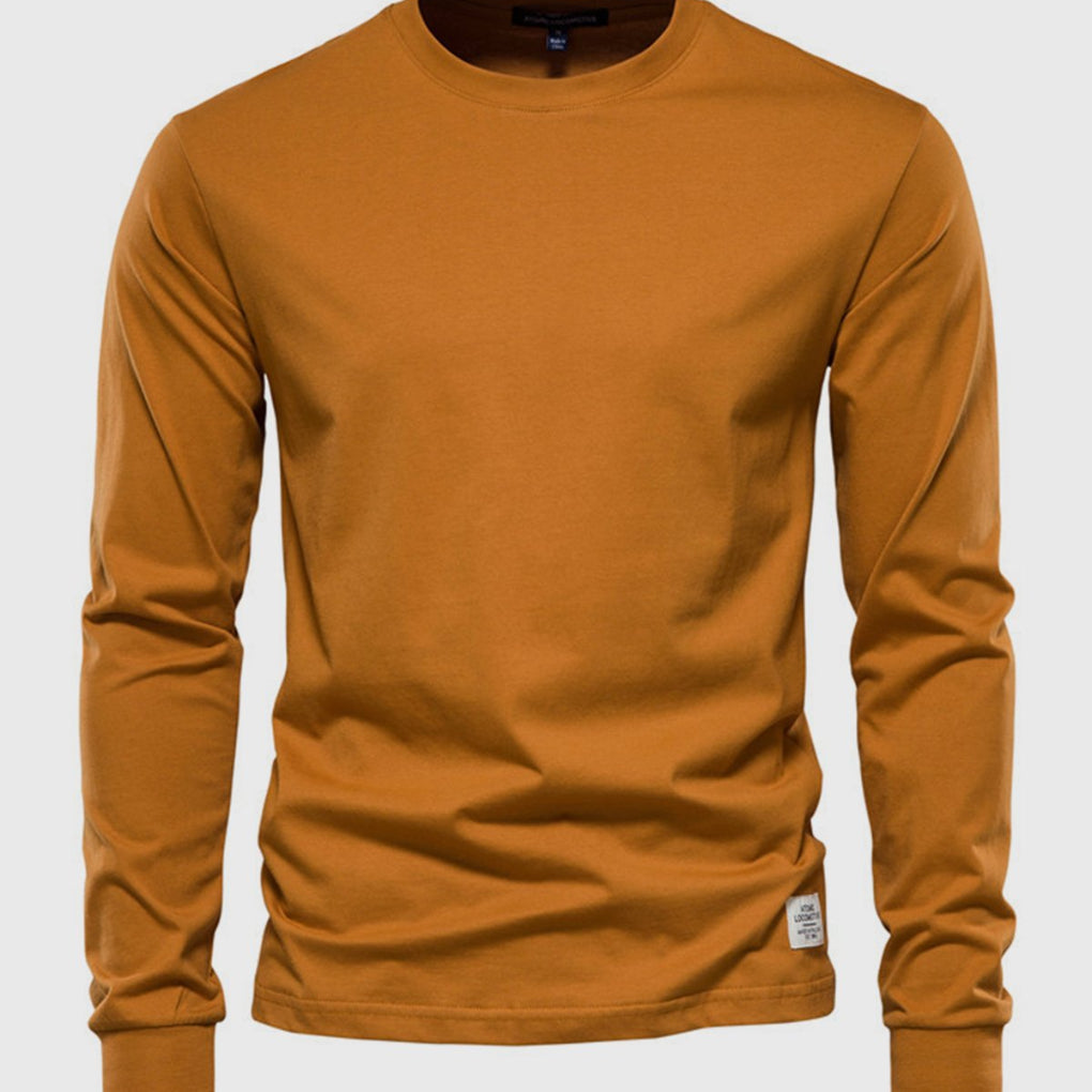 Men's Cotton Long Sleeve Shirt Round Neck