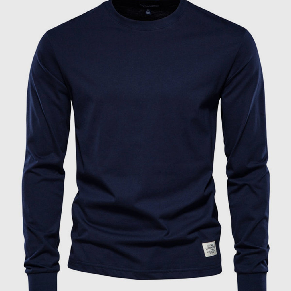 Men's Cotton Long Sleeve Shirt Round Neck