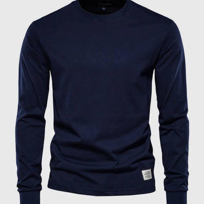 Men's Cotton Long Sleeve Shirt Round Neck