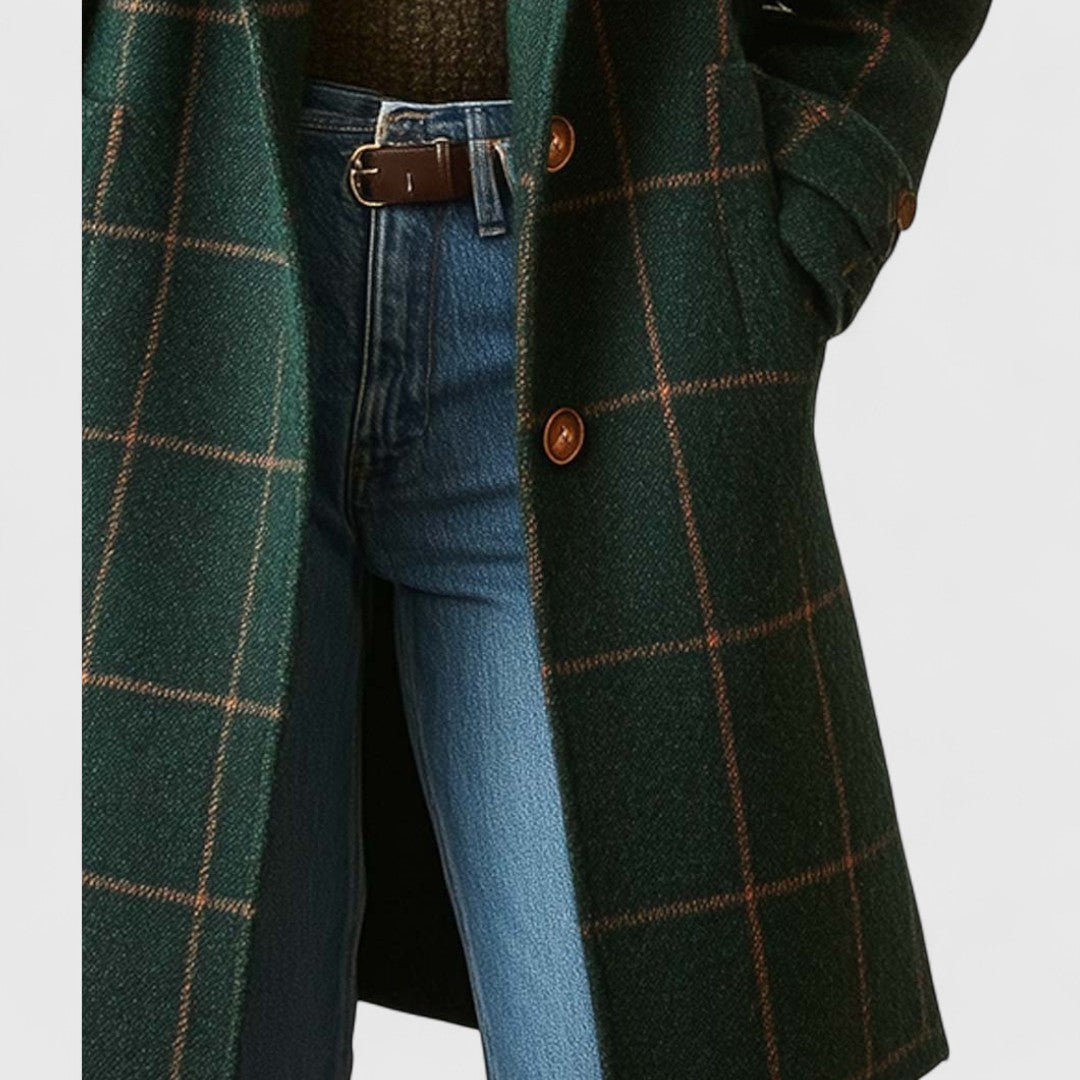 Classic Plaid Ladies Winter Overcoat