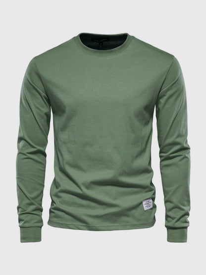 Men's Cotton Long Sleeve Shirt Round Neck